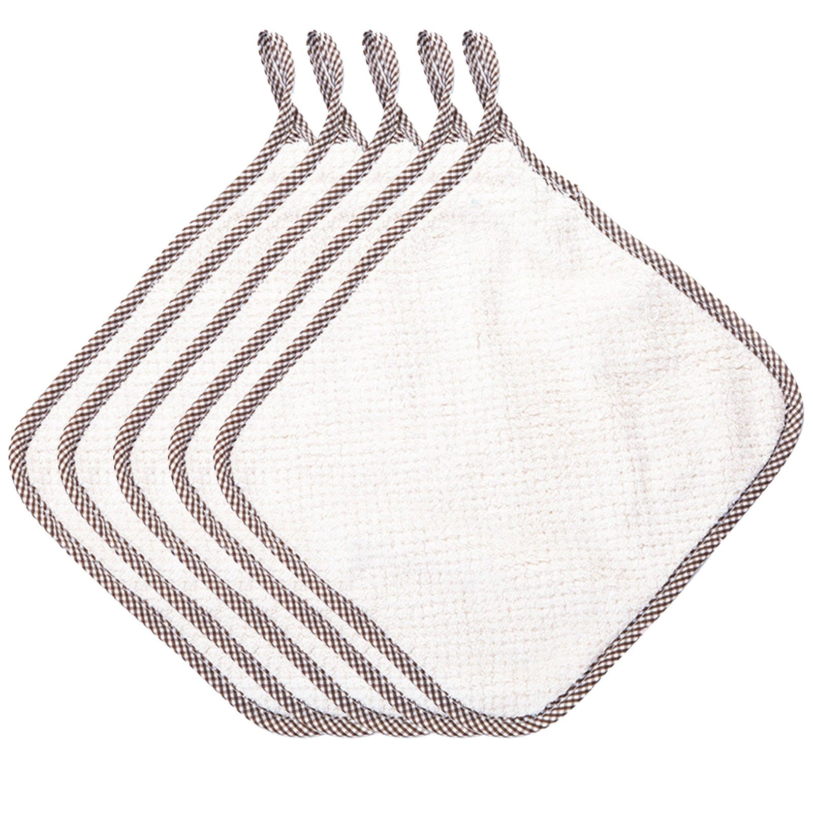 JWDX Wipes Clearance, 5Pcs Rag Dish Cloth Water Absorption Thickening Pot Washing Towel Table Home Kitchen Dishcloth Beige