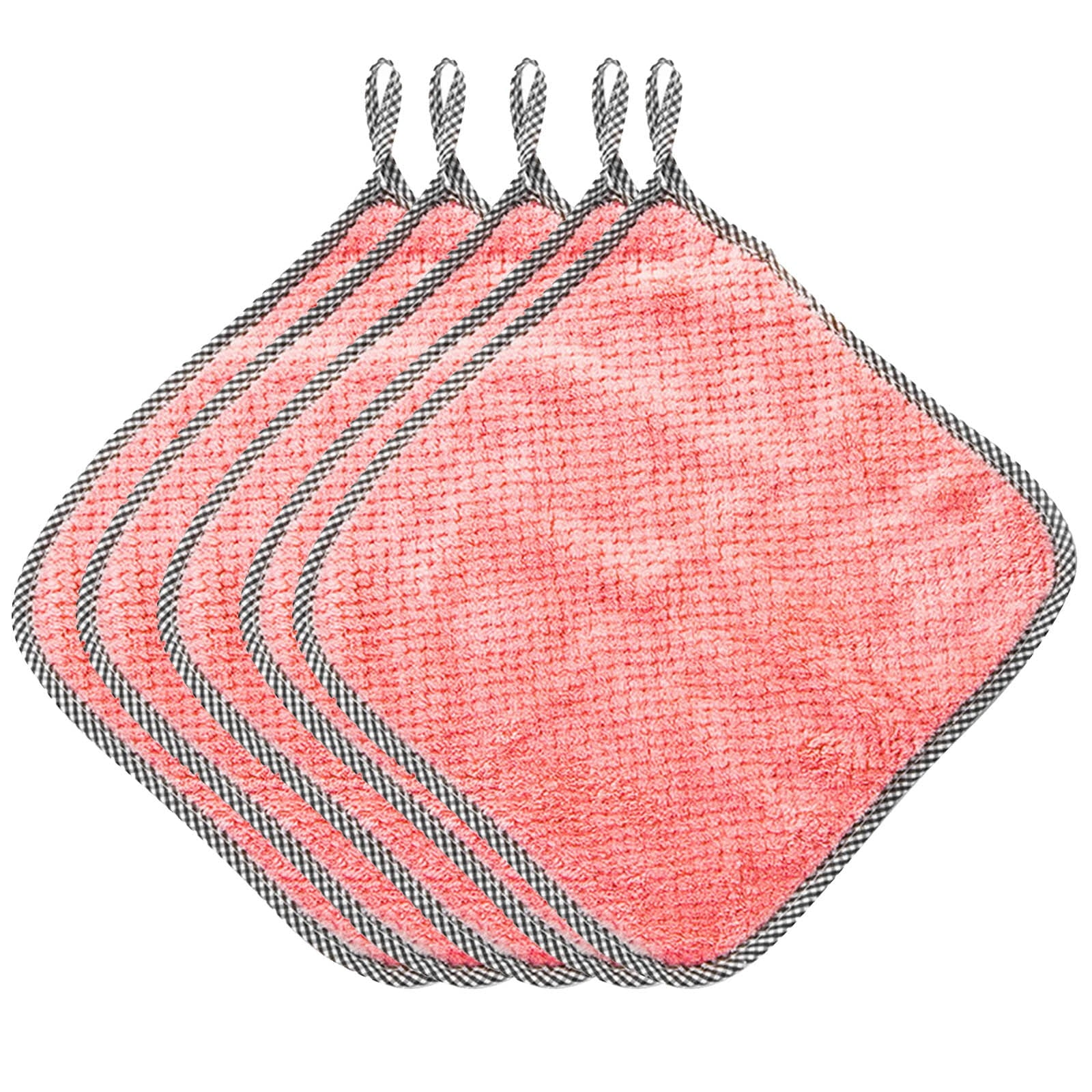 JWDX Wipes Clearance, 5Pcs Rag Dish Cloth Water Absorption Thickening Pot Washing Towel Table Home Kitchen Dishcloth Pink
