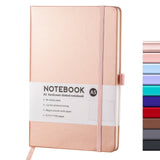 Blank Notebooks Lined Classic Pocket Notebook Journal [ Leather Hard Cover ][ 100 Gsm ] [ Ruled ] Premium Thick Paper with Inner Pocket 3.5 Newyear Arrival! A 1-Rose Gold