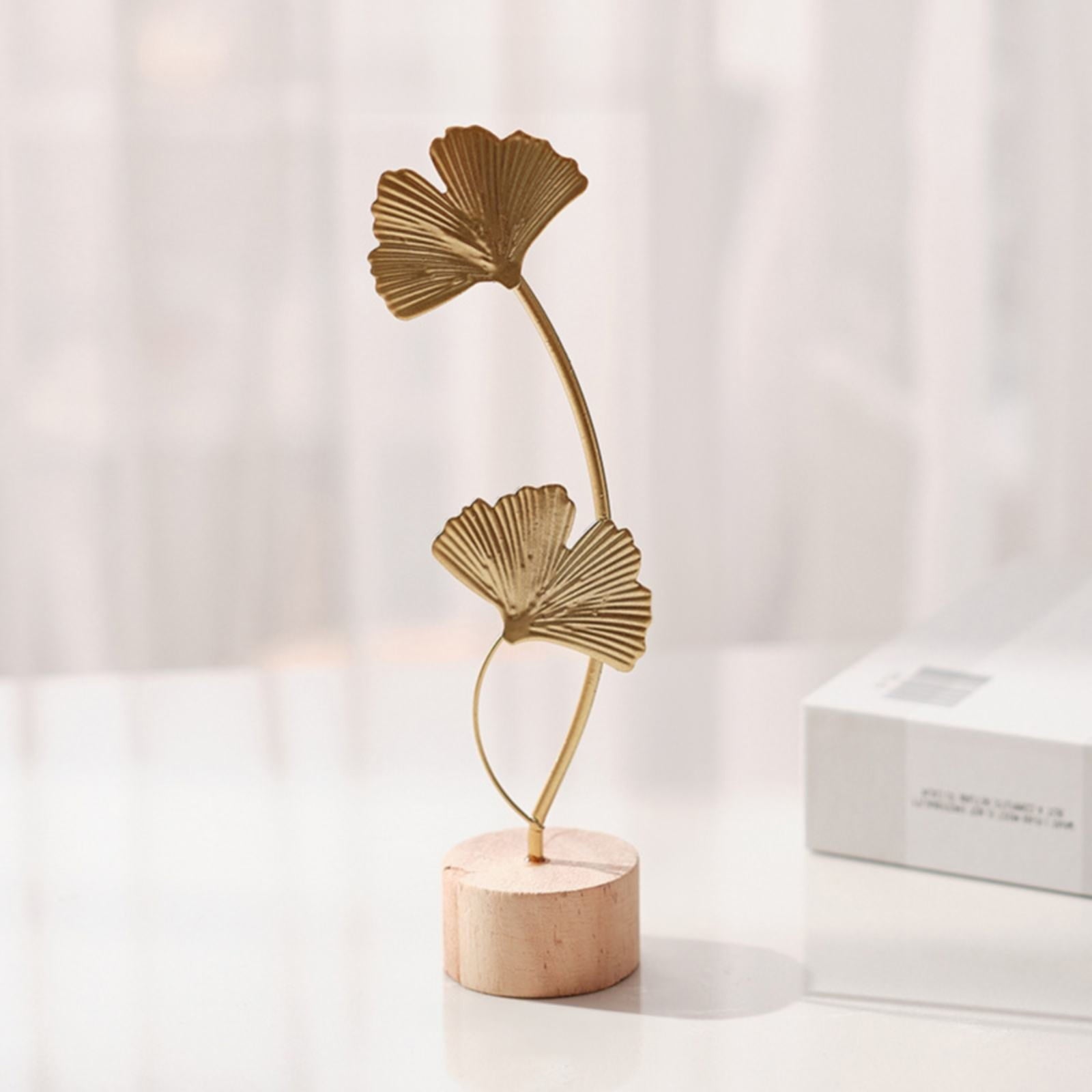 Leaf Decor Metal Golden Leaf Ornaments and Base Modern Simple Gold Leaf Table Sculpture for Living Room Bedroom Bookshelf Desktop Decoratio, Valentines Day Decorations: Desktop Ornament Gold1