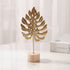 Leaf Decor Metal Golden Leaf Ornaments and Base Modern Simple Gold Leaf Table Sculpture for Living Room Bedroom Bookshelf Desktop Decoratio, Valentines Day Decorations: Desktop Ornament Gold4