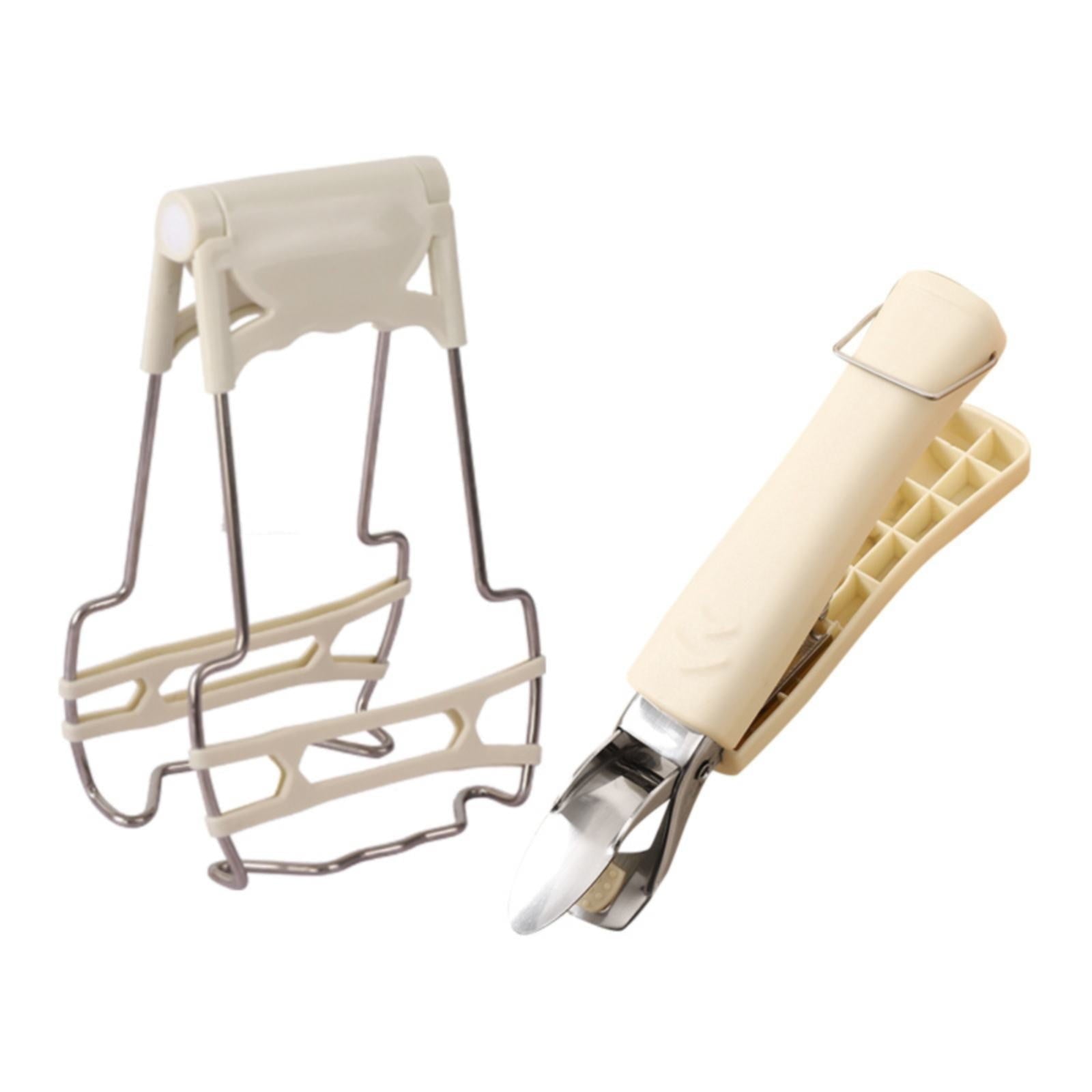JWDX Food Clips Clearance, Stainless Steel Anti Hot Bowl Dish Plate Clip Clamp Holder for Moving Hot Plate Or Bowls with Food Out From Microwave Oven Kitchen Tool Tongs for Cooking Beige