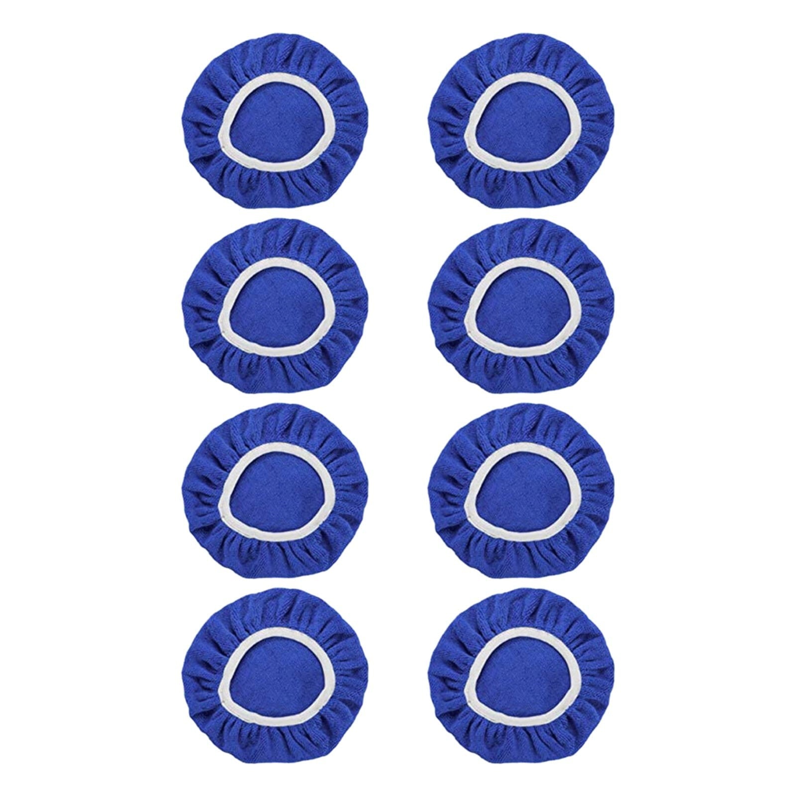 JWDX Cleaning Brush Clearance, 8Pack Car Polisher Pad Bonnet (5 to 6 Inches) Soft Microfiber Polishing Bonnet Buffing Pad Cover Blue