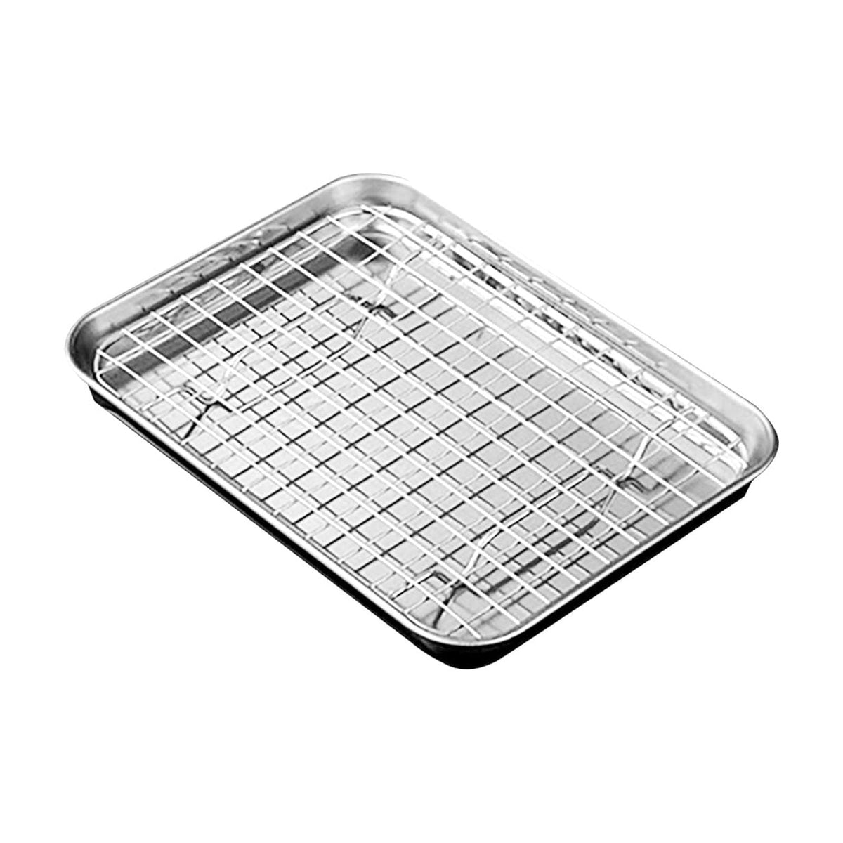 JWDX Baking Trays and Trays Clearance, 1 Set Stainless Stel Bakeware Rectangular Tray Food Storage Tray App Etizer Plates Flat Bottom Baking Pan Cool Ing Rack Baking Dish Drying Rack Kitchen SL1