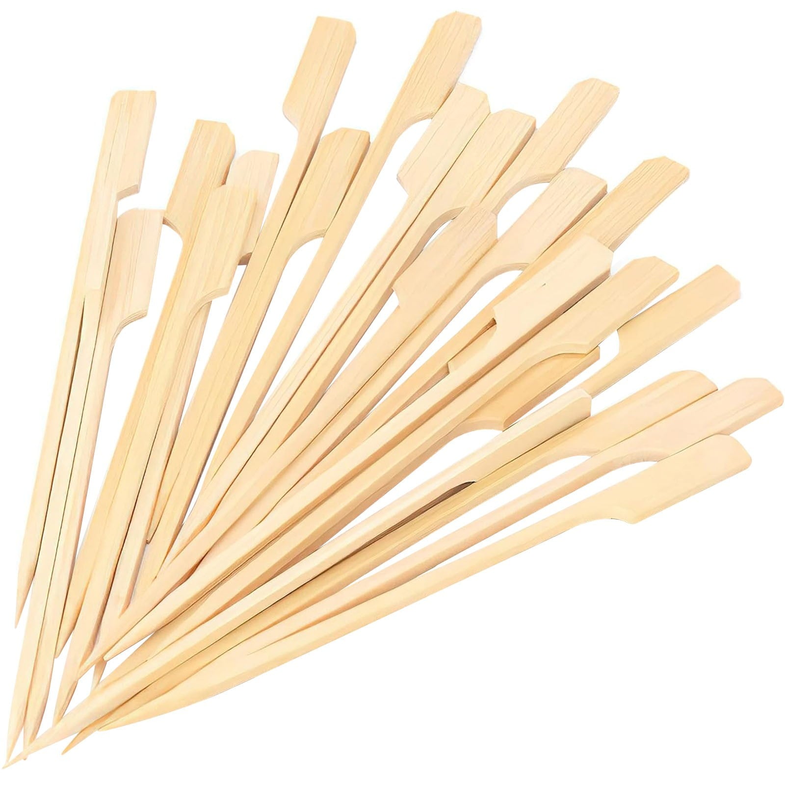 JWDX Skewer Clearance, Skewers 100Pcs Food Toothpicks Wide Flat Wood Picks for Cocktail Fruit Grilling Drink Bbq Barbecue Yakitori Chicken Fondue Roast BGB