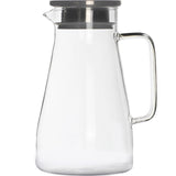 JWDX Glass and Bottle Clearance, 52 Oz Glass Pitcher with Stainless Lid Water Carafe with Handle Clear Good Beverage Pitcher for Homemade Juice and Iced Tea As shown