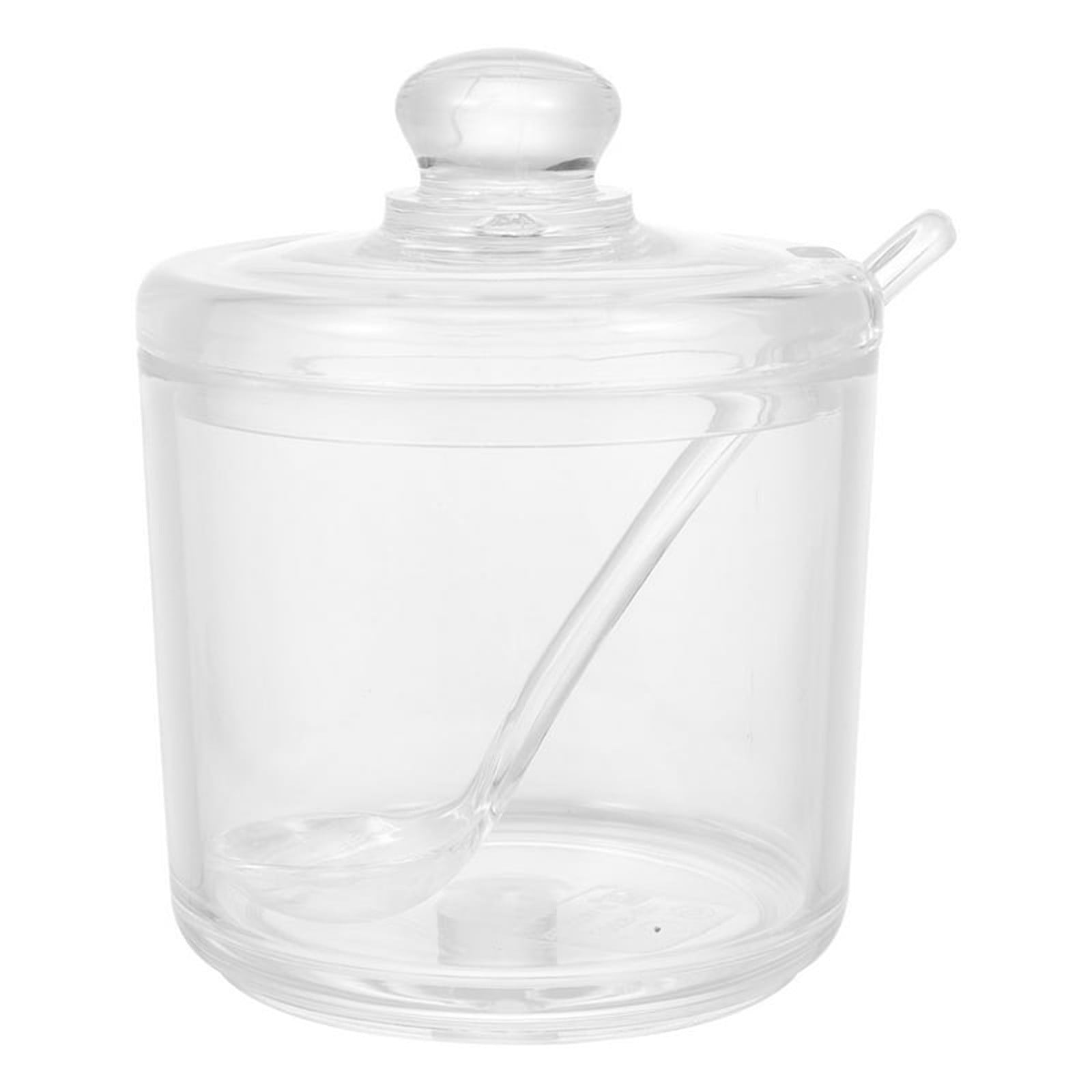 JWDX Seasoning Box Clearance, Clear Glass Sugar Bowl Set with Lid and Spoon D