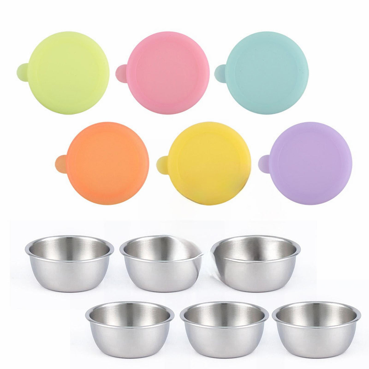 JWDX Food Storage Clearance, 6Set of Covered Container Sealed to Hot Pot Dipping Bowl Small Cup Household Items Reusable Stainless Food Container As shown