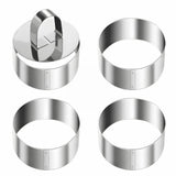 JWDX Cooking Utensils Clearance, 4 Pcs Round Ring for Cooking Stainless 3 Inch Food with 1 Pusher for Cake Dessert Tartare Dessert with Pusher and Lifter Cooking Rings Tartare As shown