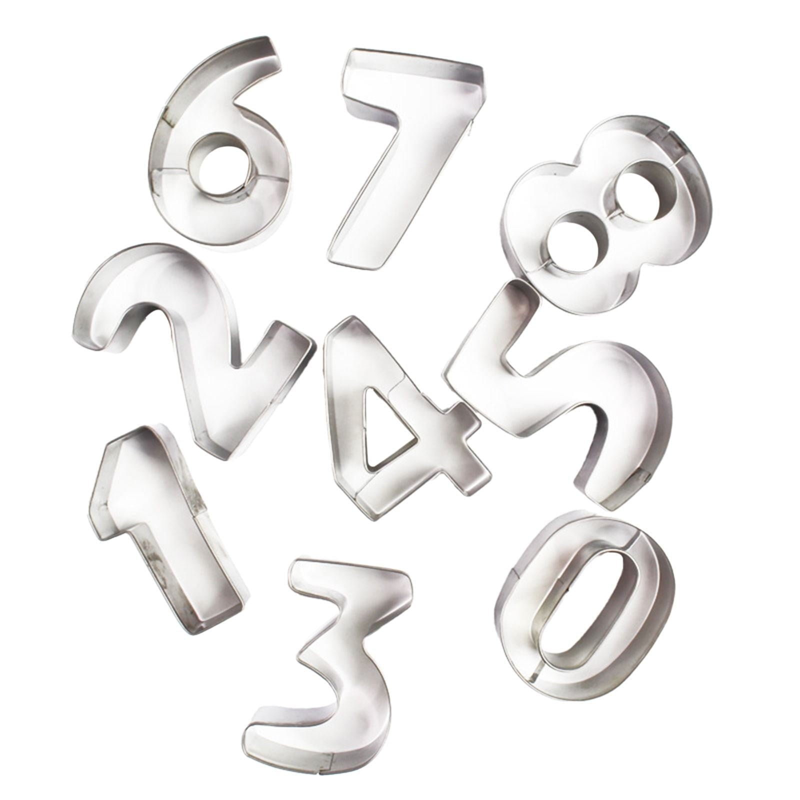 JWDX Biscuit Moulds Clearance, Numbers Cookie Cutters 2 Inches 9Pcs Jelly Fondant Cutter Set Stainless Large Number Cutter for Fondant Cake Fruit Vegetables or Dough Stainless As shown