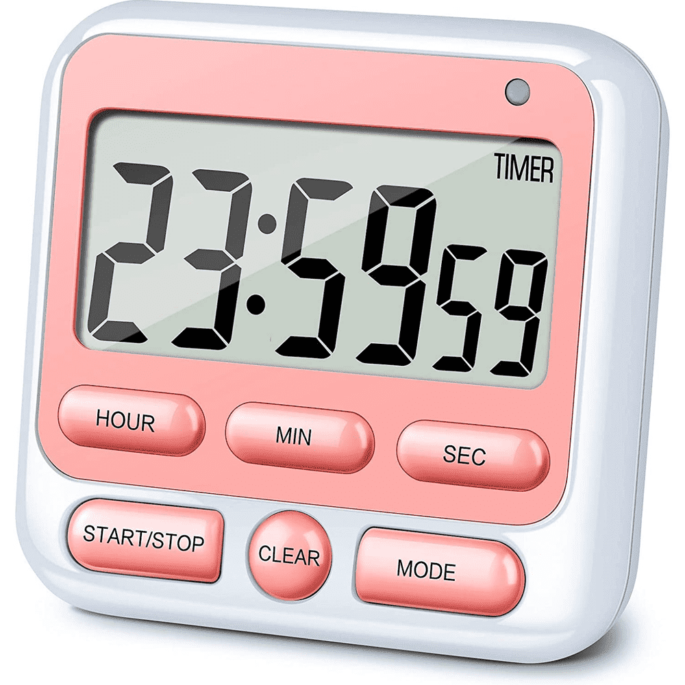 Digital Countdown Kitchen Timer -Count Up Down Magnetic Timer Clock for Cooking Baking Gym Students Pink