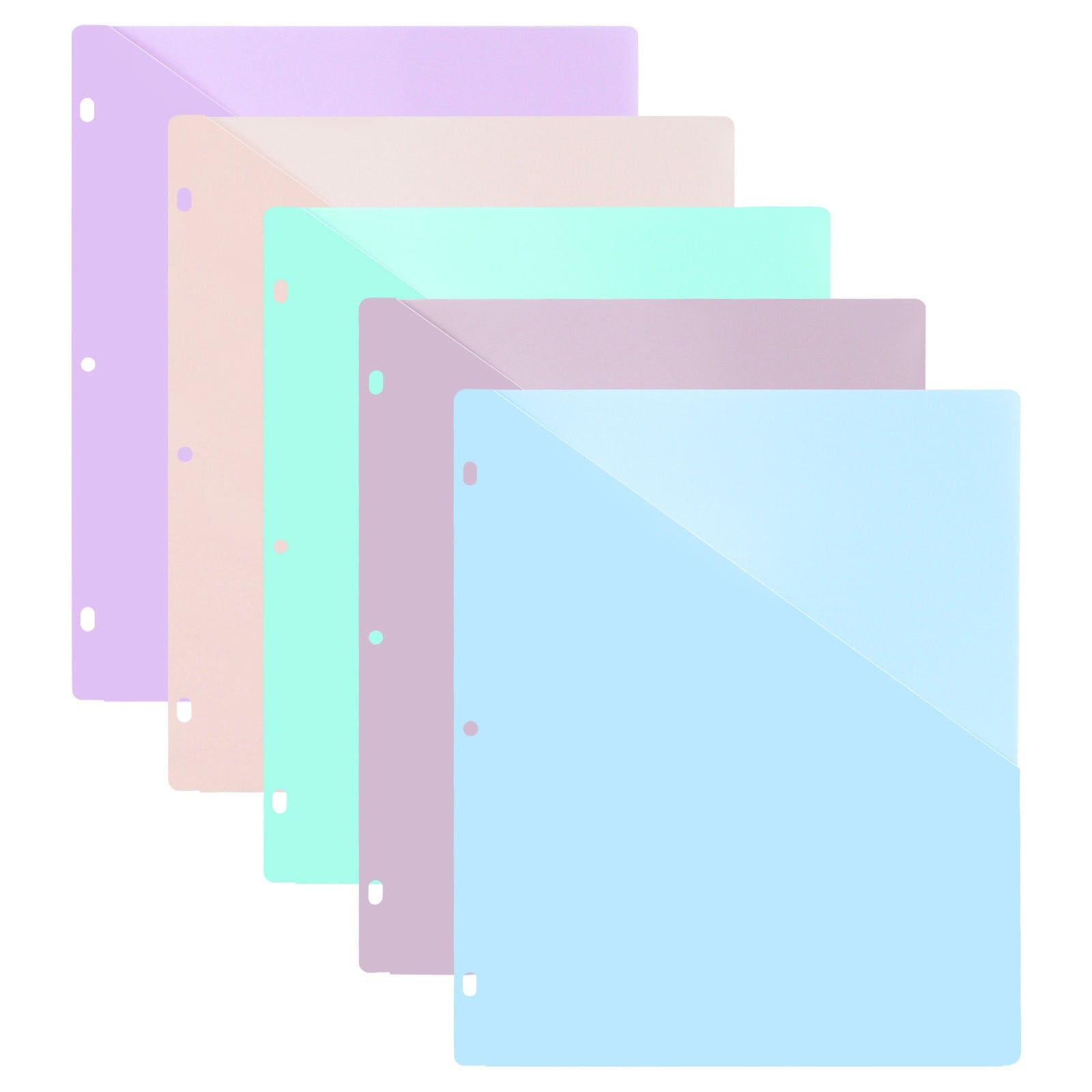 A4Pp Document Bag 3-Hole Loose-Leaf Document Bag Insert Bag (5Pcs) Jwdx Dividers with Pockets Dividers with Pockets Pocket Dividers with 3 Holes for 3 Ring Bividers with Pocket & Tabs for Planners One Size Light blue