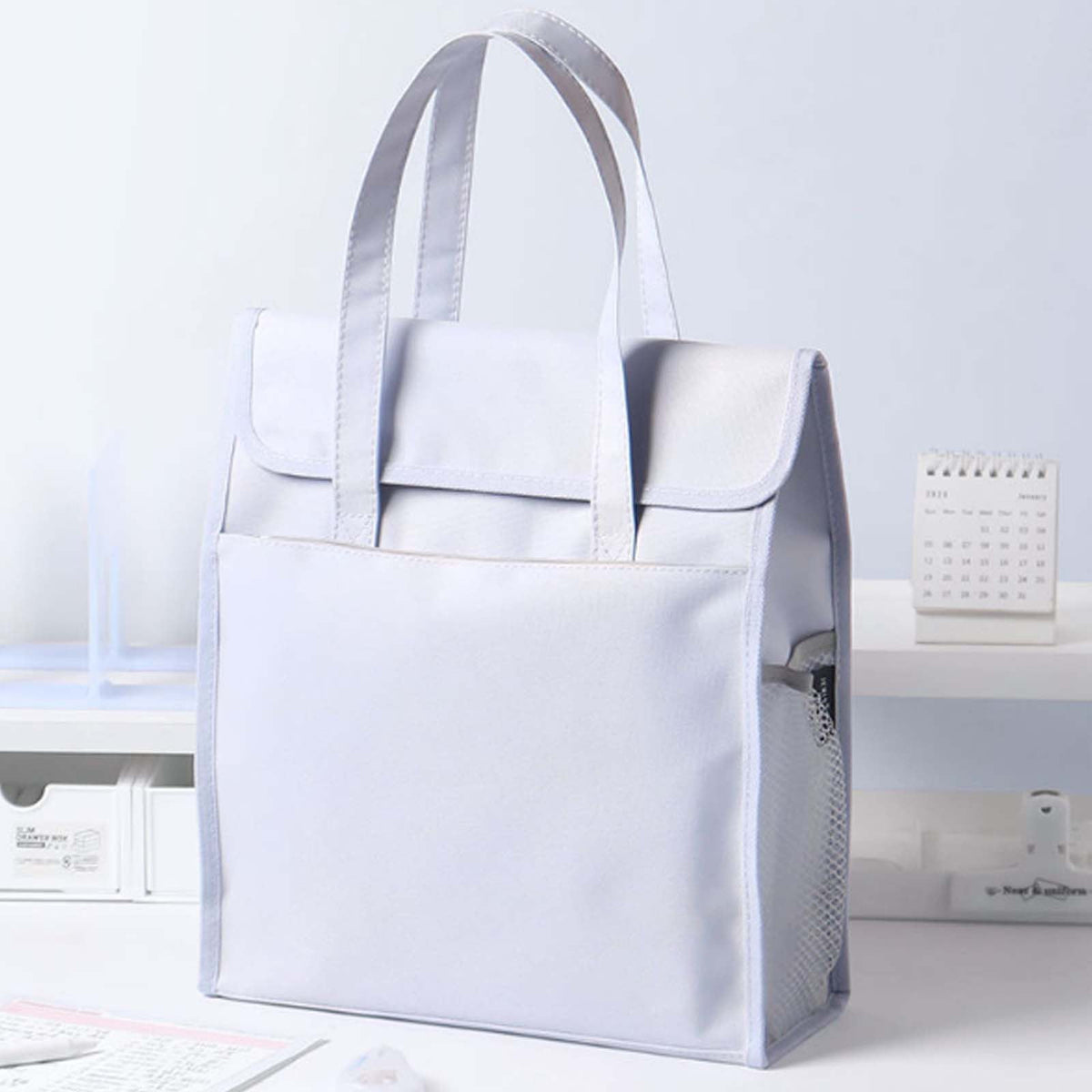 1*Bag JWDX File Folder Tote Bag with Handle Portable Document Organizer Box for Letter Size File Folder Folding File Case for Home One Size Blue