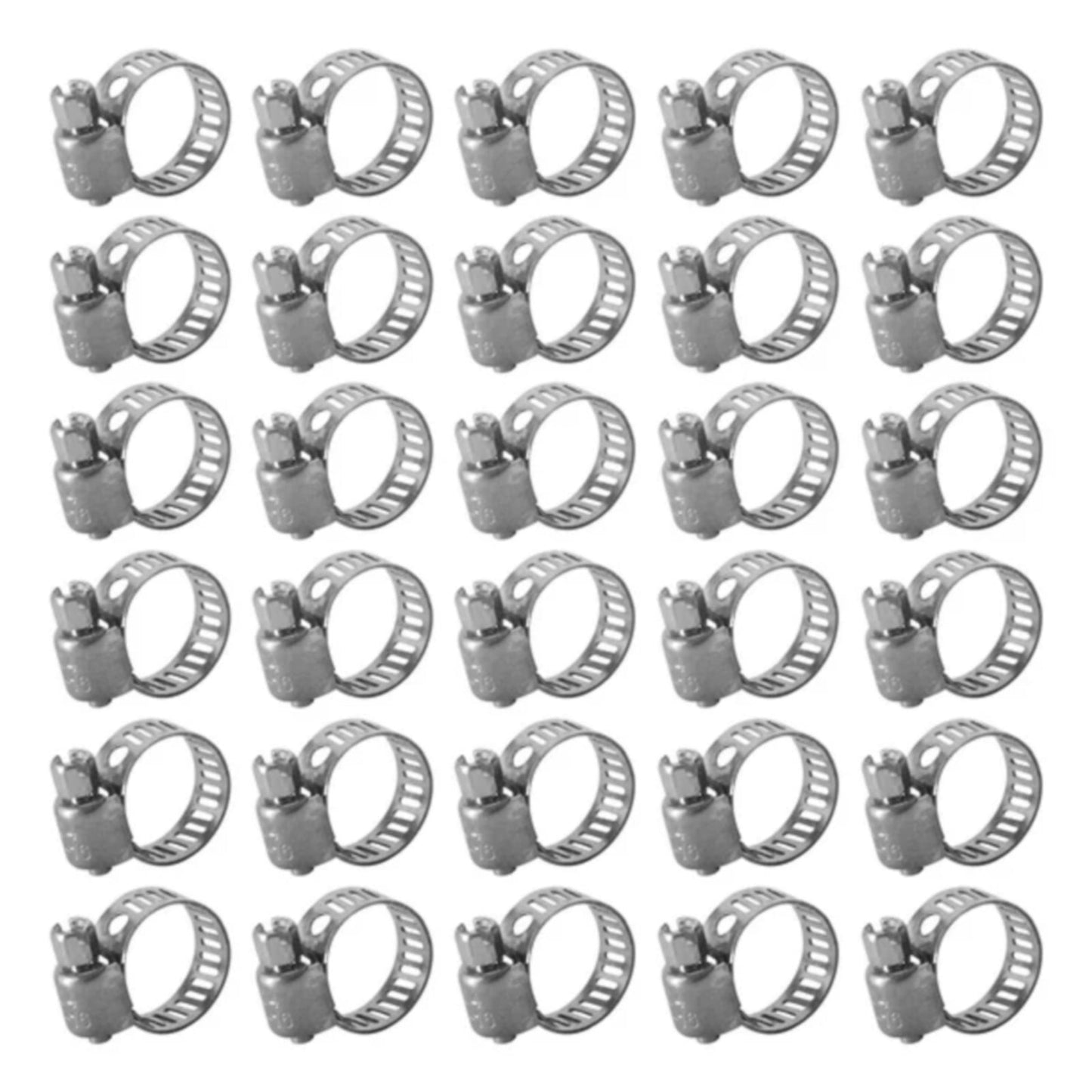 30Pc 304 Stainless Steel Beautiful Throat Clamp (Hand-Made 30Pc 304 10-16Mm Throat Clamp) JWDX, 30 Pack Hose Clamps Stainless Steel Clamps Worm Gear Hose Clamp Miniature Powerseal Kit One Size Silver