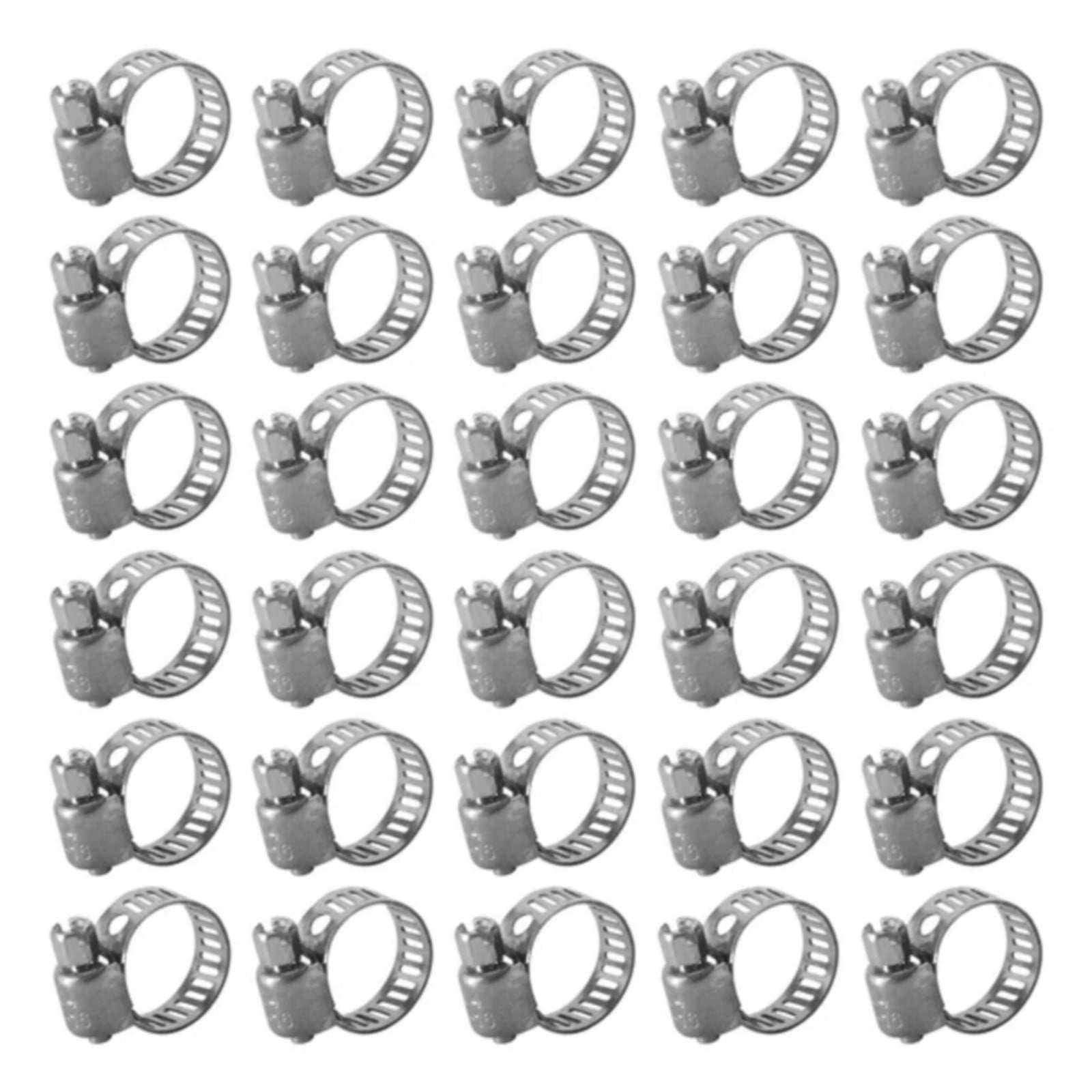 30Pc 304 Stainless Steel Beautiful Throat Clamp (Hand-Made 30Pc 304 10-16Mm Throat Clamp) JWDX, 30 Pack Hose Clamps Stainless Steel Clamps Worm Gear Hose Clamp Miniature Powerseal Kit One Size Silver