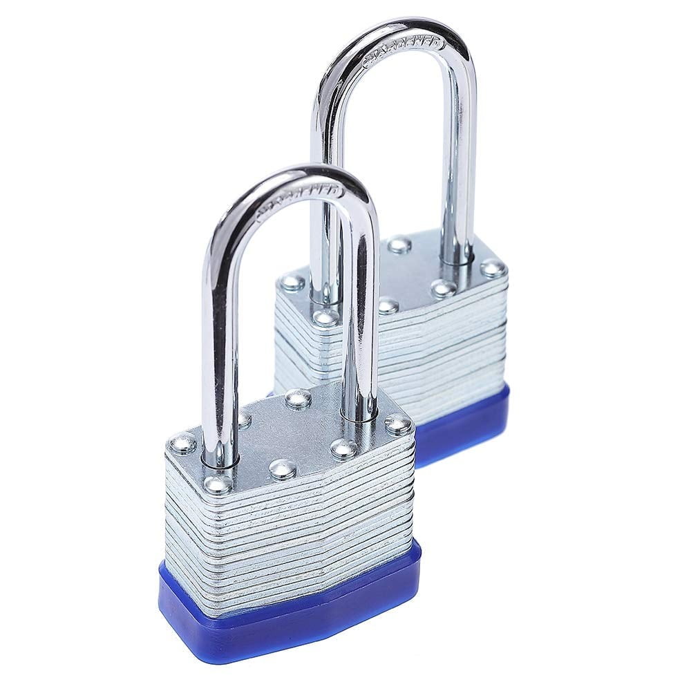 40Mm Thousand Layer Lock 2Pc 2X Dust Lock Laminated Key Lock 2 Same Key Padlocks Long 2 Pack JWDX One Size Silver