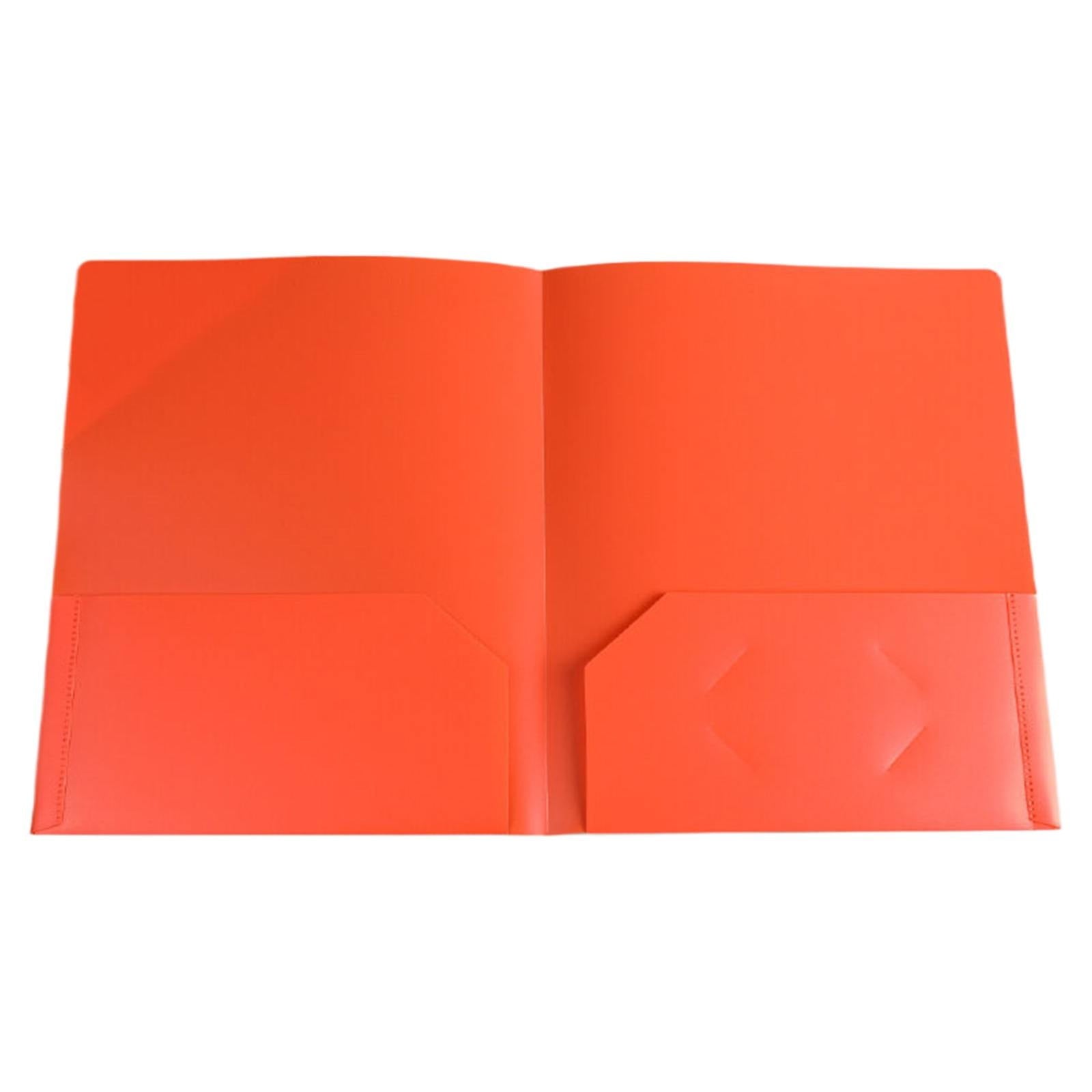 Double Insert File Bag File Bag Orange Jwdx Plastic Folders with Pockets Standard Letter Paper Folder 2 Business Card Slot Heavy Duty Scho-ǒl Examination Document Size Organizer stǔdənts Blue One Size Orange