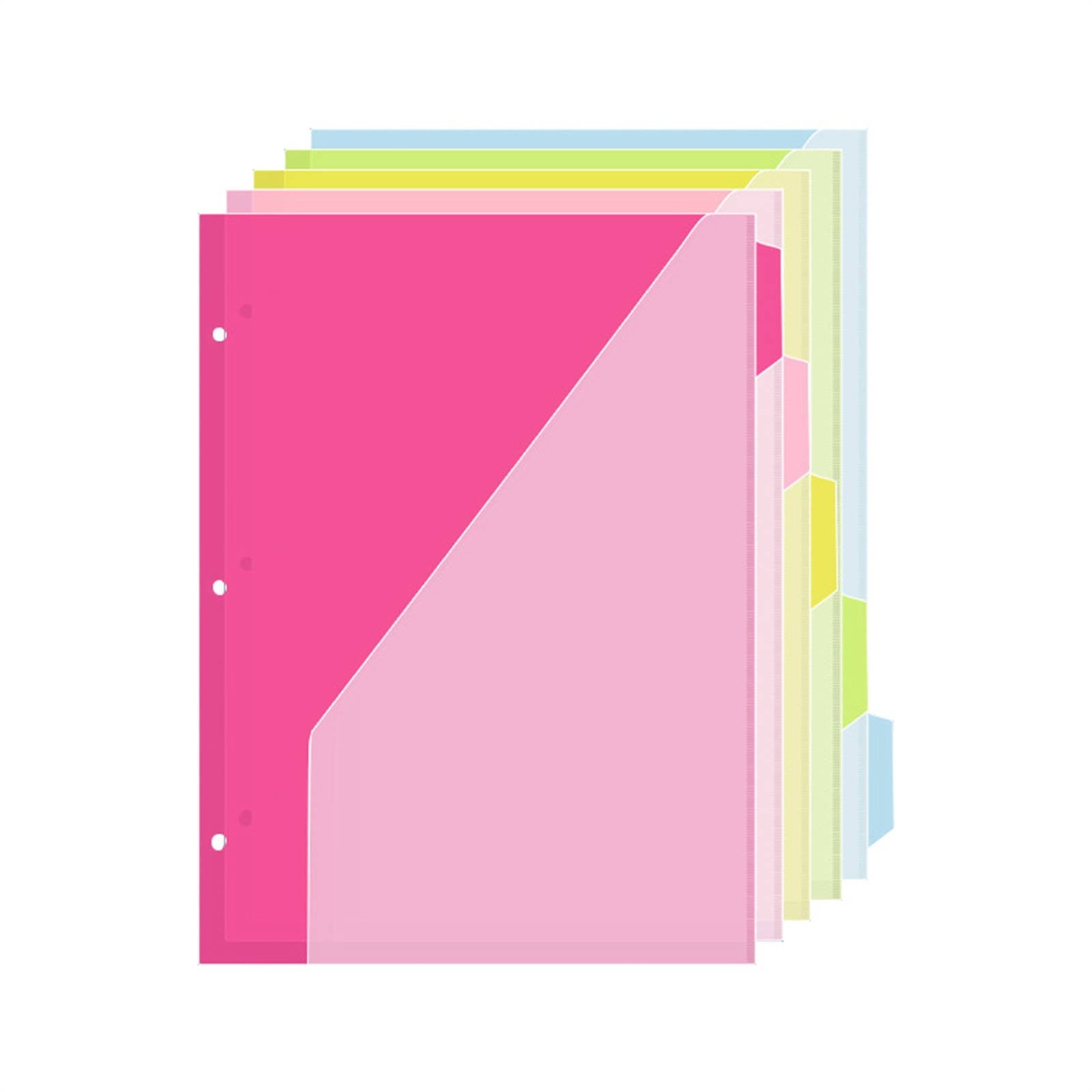 File Folder with Double-Insert Transparent Pocket (3-Hole Type) Jwdx 5 Color Divider Page Us Standard Folder Double Bag Storage Book Storage Device a Good Helper of Documents One Size B