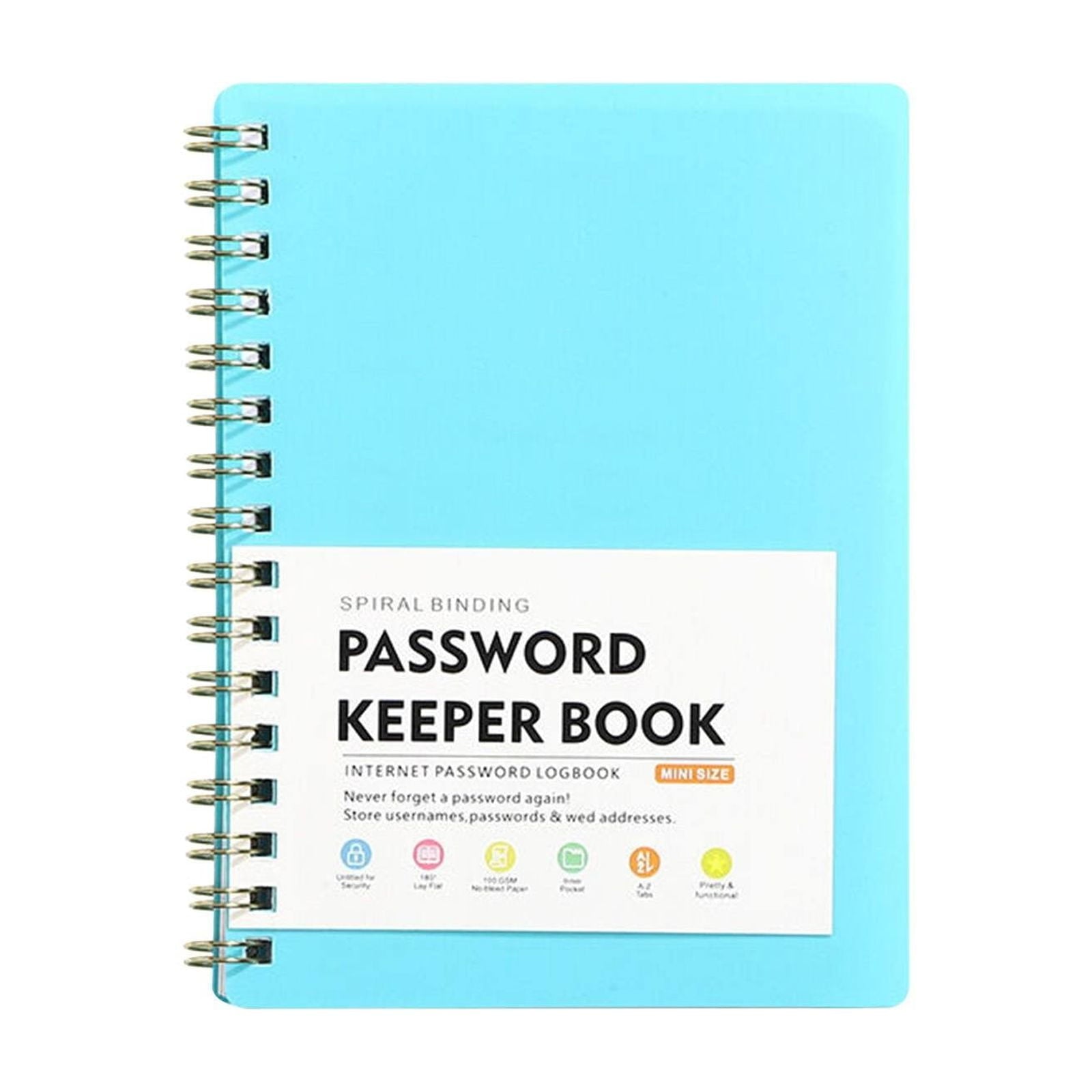 JWDX Hot Clearance! Password Book Password Book with Personal Alphabet Label Internet Address and Password Headquarters Password Log, A Spiral Code Book Spiral code book Grey