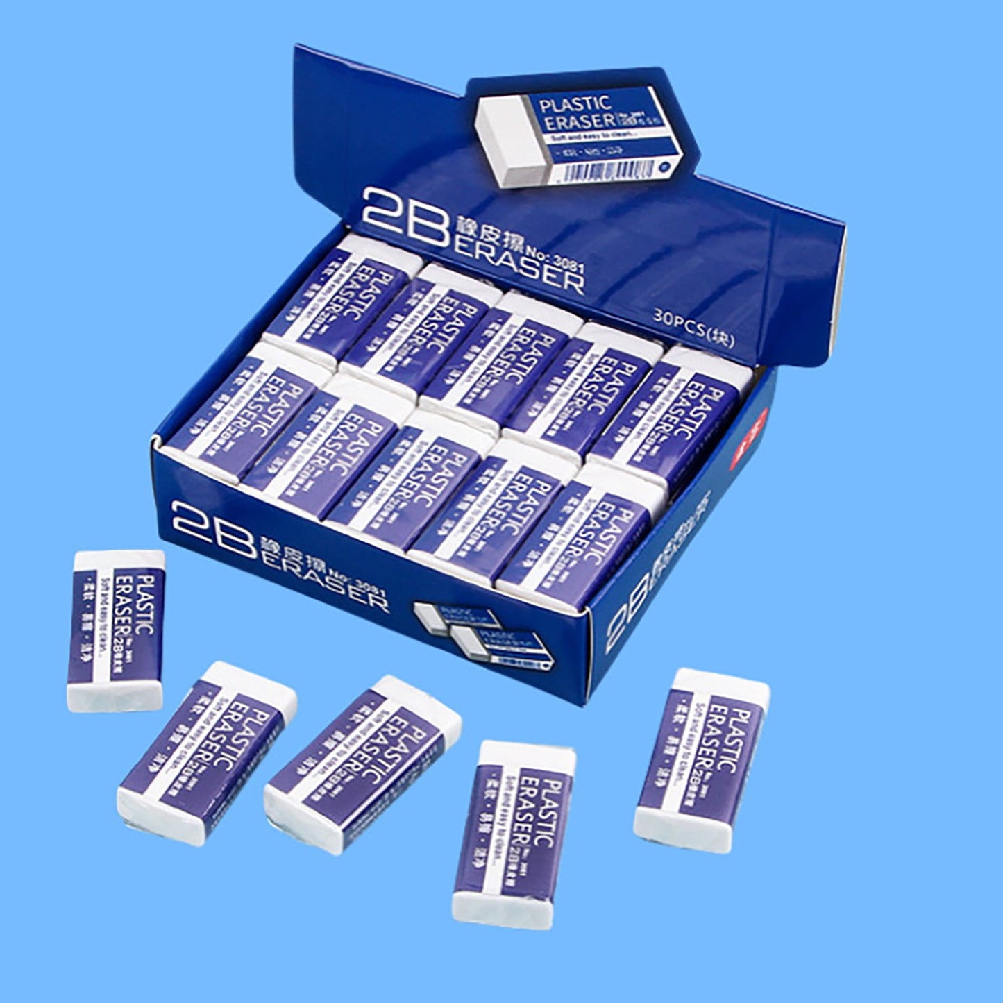 JWDX Hot Clearance! Stationery 2B Eraser stǔdənt Chǐ-ldrən Eraser Art Sketch Painting Pencil Eraser Learning Stationery, 30 Erasers Stationery 2B eraser Small S*30