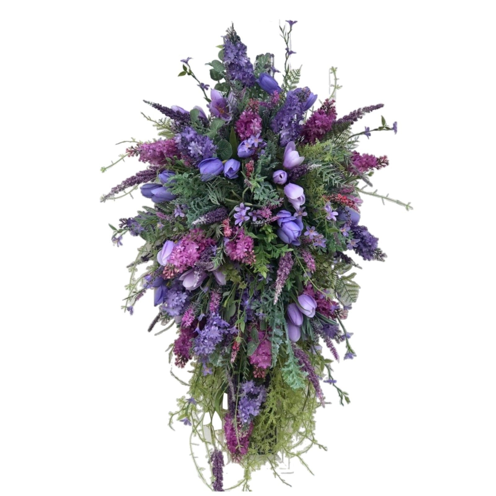 LGCASL Spring Summer Front Door Teardrop Wreath Artificial Floral Wreath for Home Decor Spring Floral Door Wreath for All Home Decoration for Wall Door and Outside, 1 Wreath Front Door Wreath Green