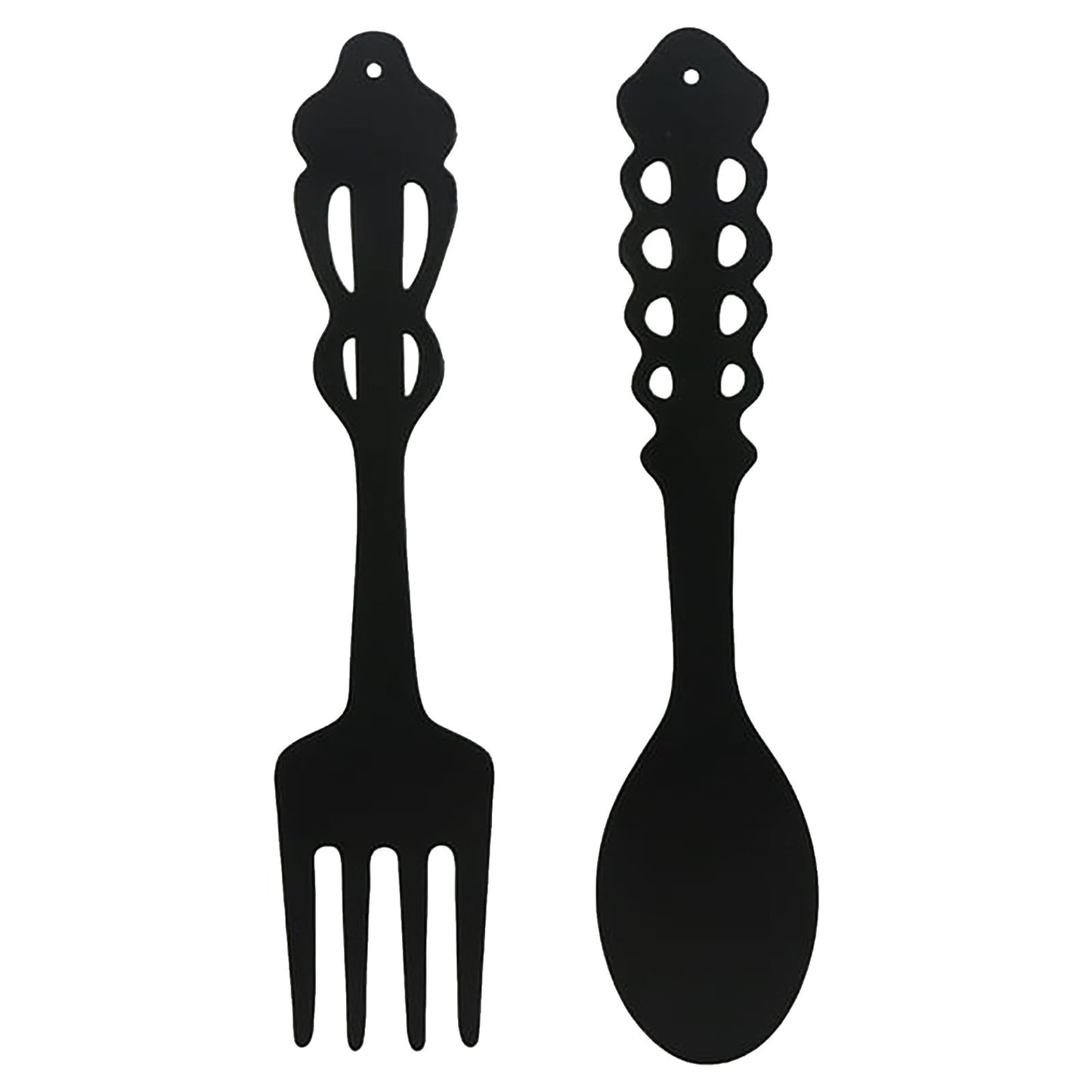 LGCASL Metal Fork Spoon Wall Decor Hanging Sculpture Farmhouse Wall Decor for Kitchen, Two-Piece Wall Sticker Set Wrought iron wall decoration Black