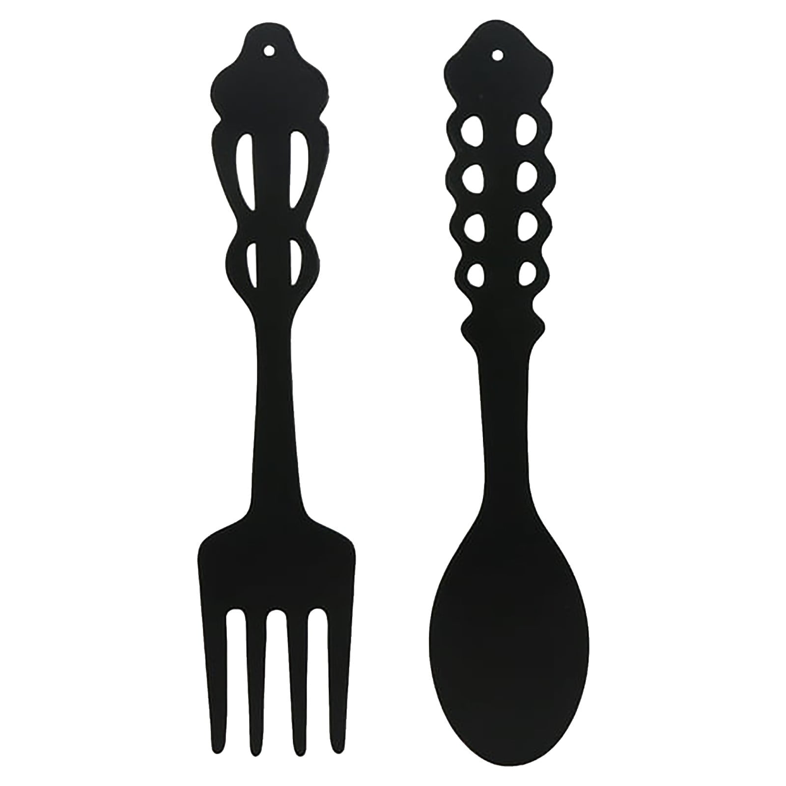 LGCASL Metal Fork Spoon Wall Decor Hanging Sculpture Farmhouse Wall Decor for Kitchen, Two-Piece Wall Sticker Set Wrought iron wall decoration Black
