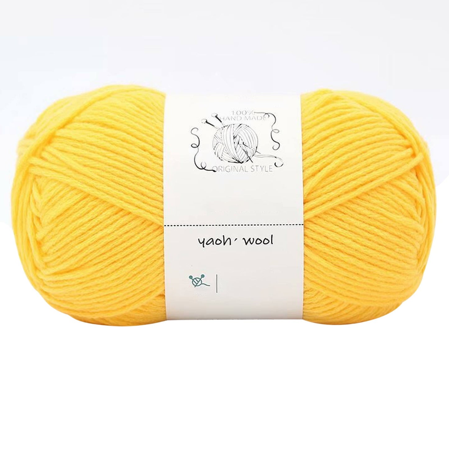 LGCASL Hand-Knitted Yarn #2 Pure White , 1Pc100G Hand Woven Cotton Yarn Soft Crochet Yarn for Hand Knitting Warm Sweater Sofa Cushion Scarf Diy Chicken Yellow