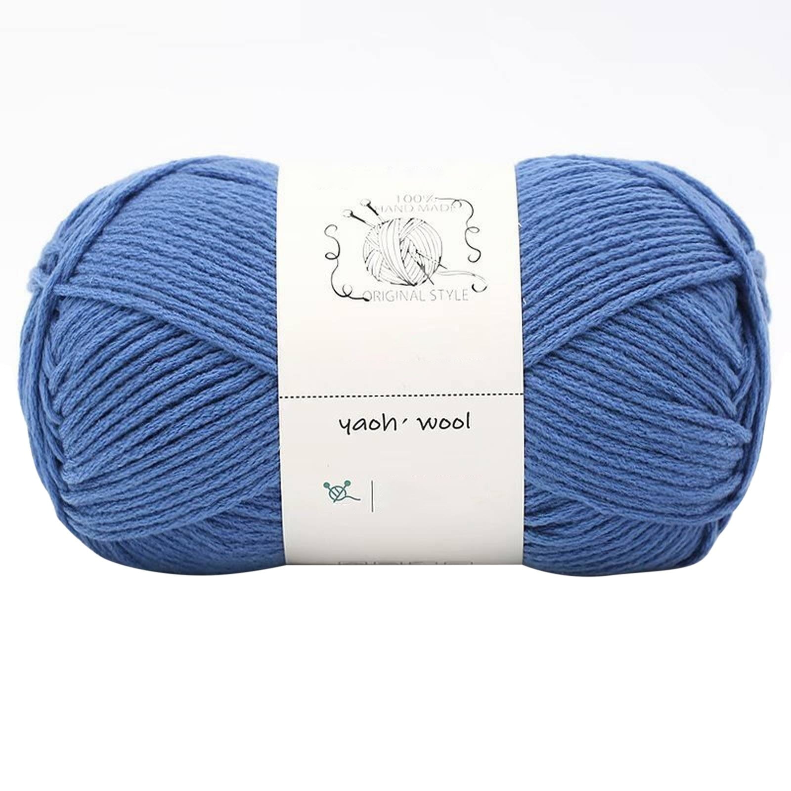 LGCASL Hand-Knitted Yarn #2 Pure White , 1Pc100G Hand Woven Cotton Yarn Soft Crochet Yarn for Hand Knitting Warm Sweater Sofa Cushion Scarf Diy Classic Blue