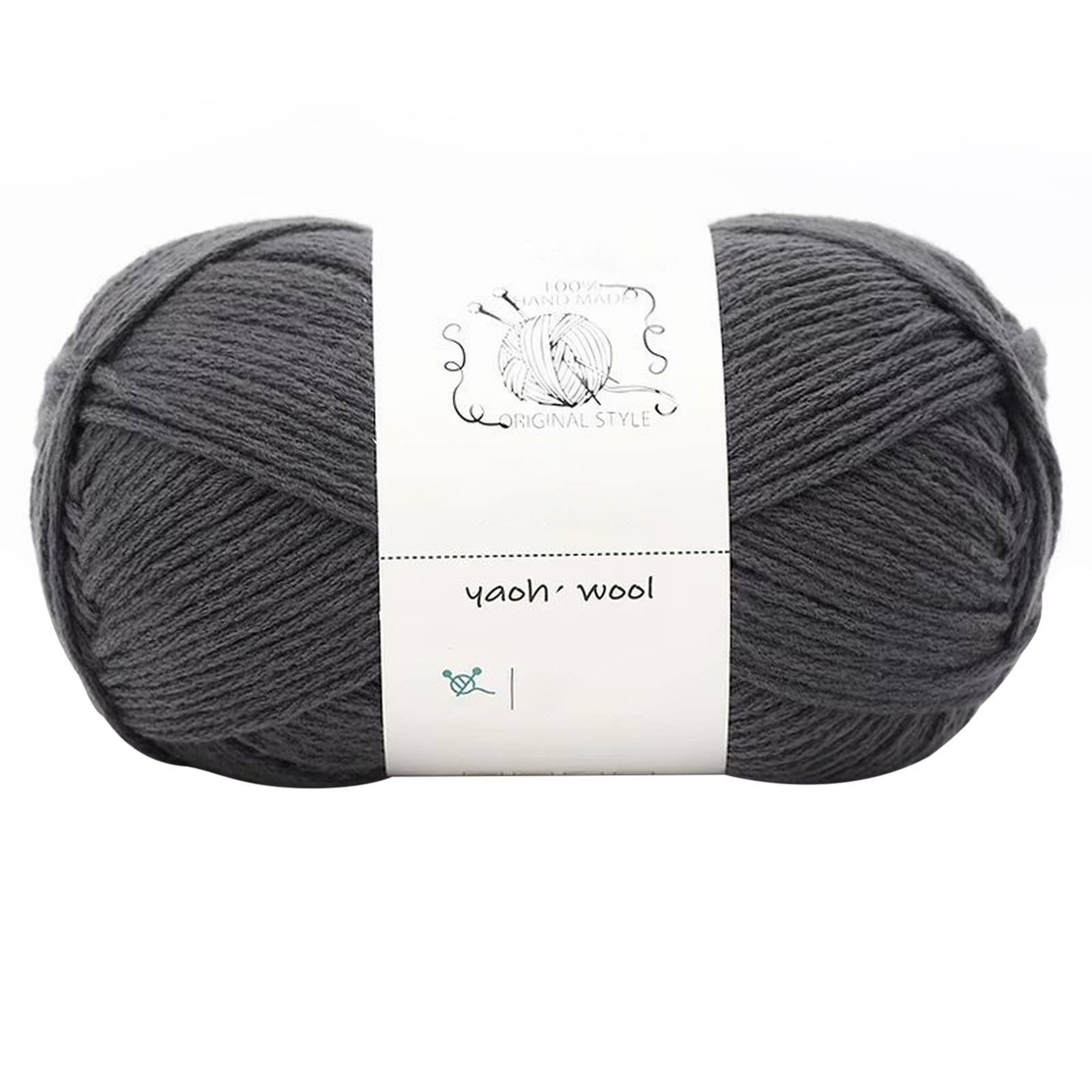 LGCASL Hand-Knitted Yarn #2 Pure White , 1Pc100G Hand Woven Cotton Yarn Soft Crochet Yarn for Hand Knitting Warm Sweater Sofa Cushion Scarf Diy Dark Gray