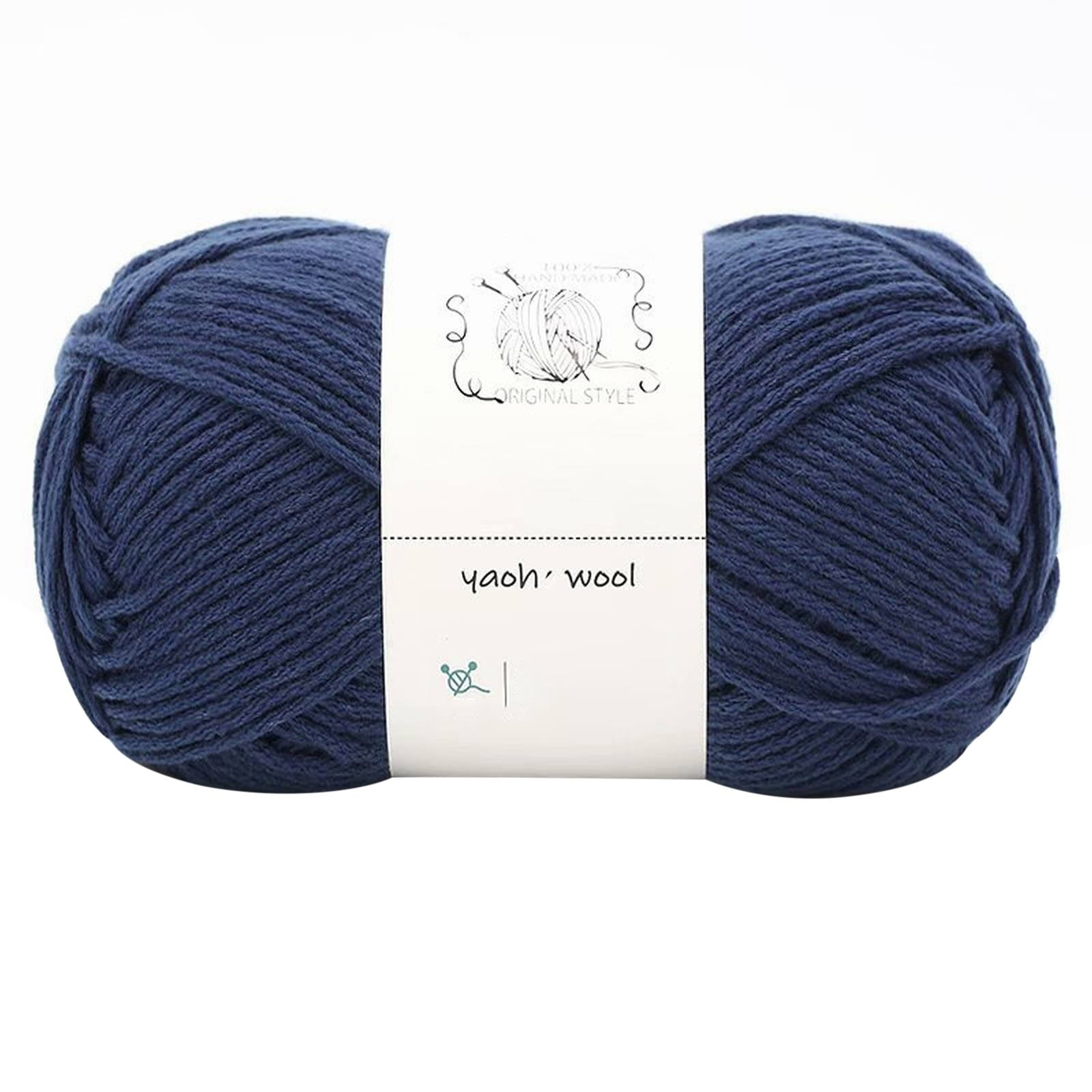 LGCASL Hand-Knitted Yarn #2 Pure White , 1Pc100G Hand Woven Cotton Yarn Soft Crochet Yarn for Hand Knitting Warm Sweater Sofa Cushion Scarf Diy Dark blue