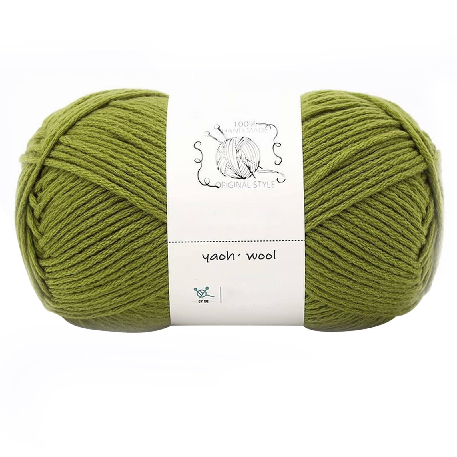 LGCASL Hand-Knitted Yarn #2 Pure White , 1Pc100G Hand Woven Cotton Yarn Soft Crochet Yarn for Hand Knitting Warm Sweater Sofa Cushion Scarf Diy Ebony Green