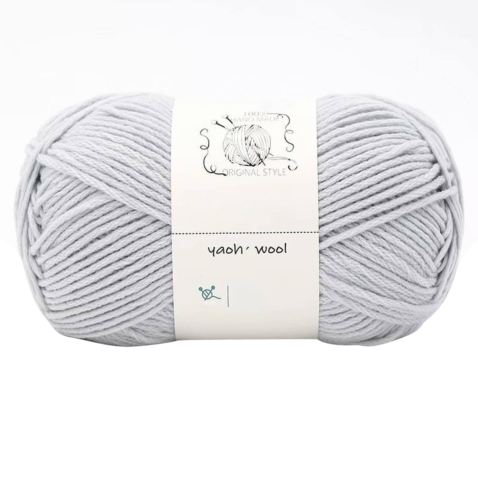 LGCASL Hand-Knitted Yarn #2 Pure White , 1Pc100G Hand Woven Cotton Yarn Soft Crochet Yarn for Hand Knitting Warm Sweater Sofa Cushion Scarf Diy Light Gray