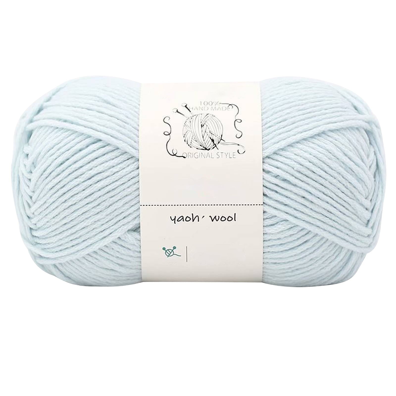 LGCASL Hand-Knitted Yarn #2 Pure White , 1Pc100G Hand Woven Cotton Yarn Soft Crochet Yarn for Hand Knitting Warm Sweater Sofa Cushion Scarf Diy Light blue