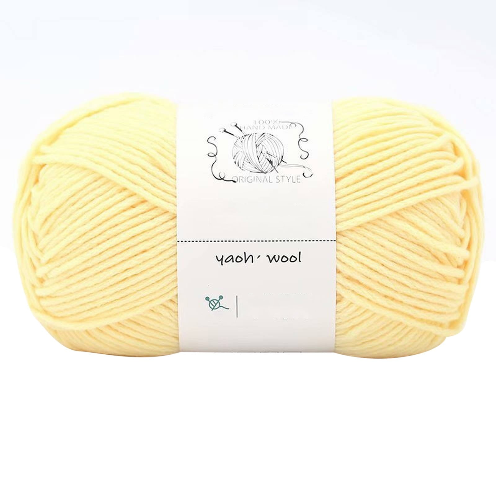 LGCASL Hand-Knitted Yarn #2 Pure White , 1Pc100G Hand Woven Cotton Yarn Soft Crochet Yarn for Hand Knitting Warm Sweater Sofa Cushion Scarf Diy Light yellow