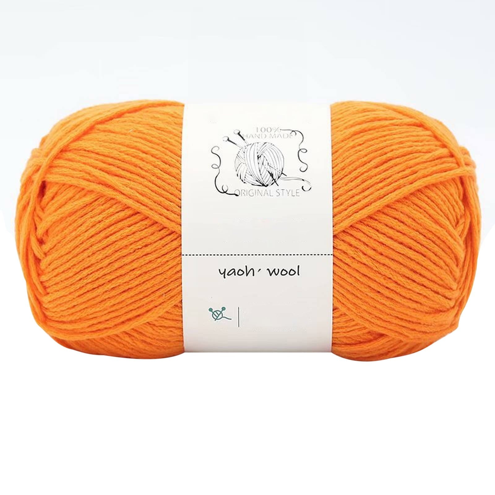 LGCASL Hand-Knitted Yarn #2 Pure White , 1Pc100G Hand Woven Cotton Yarn Soft Crochet Yarn for Hand Knitting Warm Sweater Sofa Cushion Scarf Diy Orange