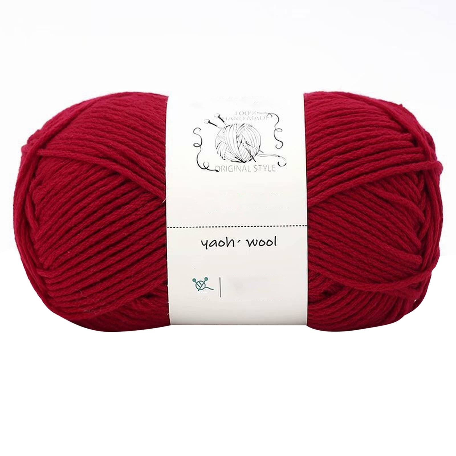 LGCASL Hand-Knitted Yarn #2 Pure White , 1Pc100G Hand Woven Cotton Yarn Soft Crochet Yarn for Hand Knitting Warm Sweater Sofa Cushion Scarf Diy Red