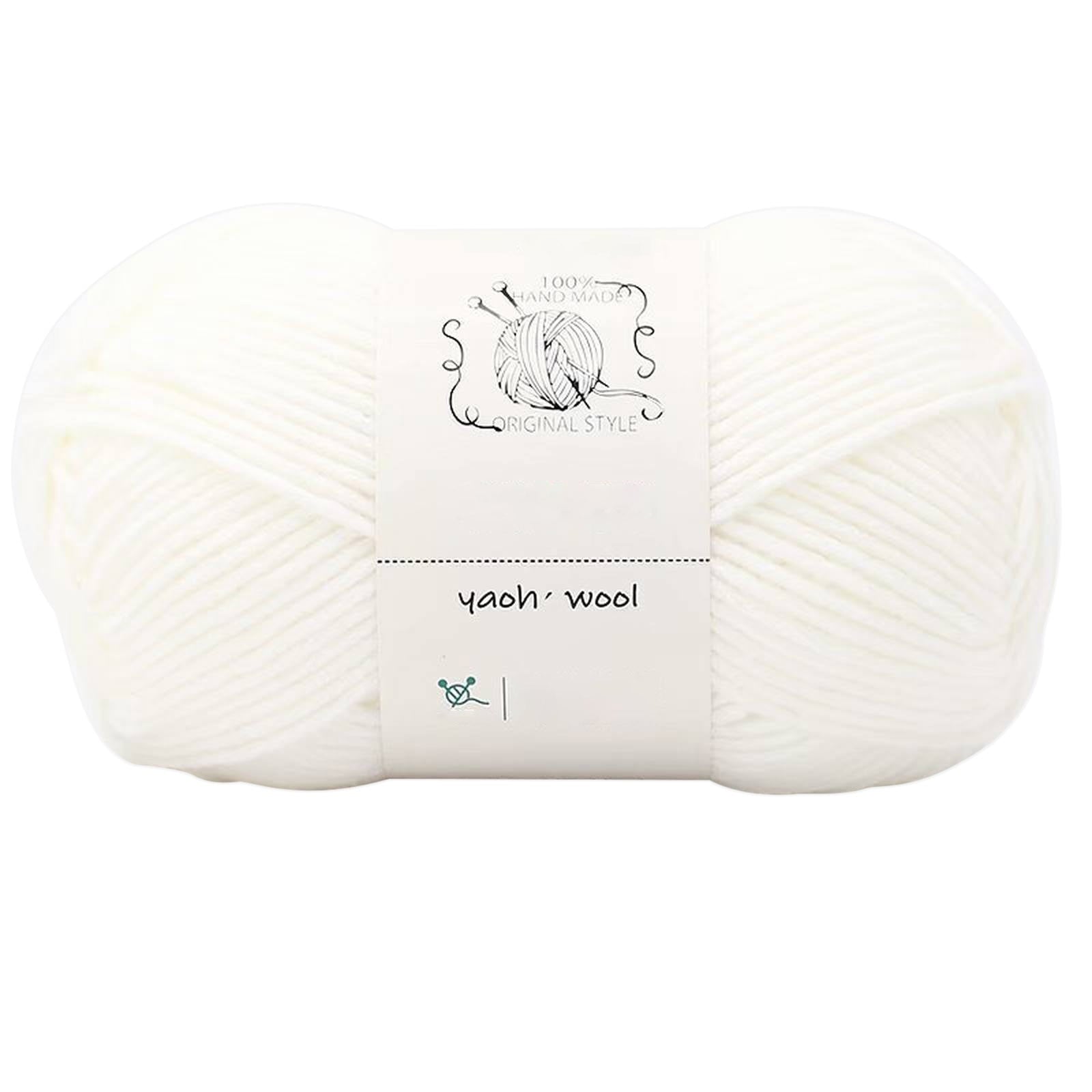 LGCASL Hand-Knitted Yarn #2 Pure White , 1Pc100G Hand Woven Cotton Yarn Soft Crochet Yarn for Hand Knitting Warm Sweater Sofa Cushion Scarf Diy pure white