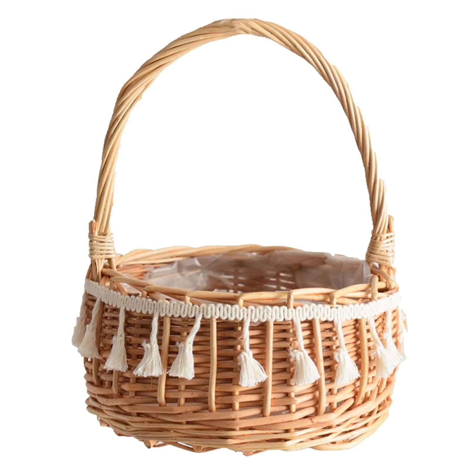Small Wall-Mounted Kitchen Storage Basket, Hanging Storage Wicker Baskets Wall Mounted Woven Hanging Basket Wicker Small Basket with Handle Wicker Basket with Handle Small Basket Organizer L Wedding basket with tassels