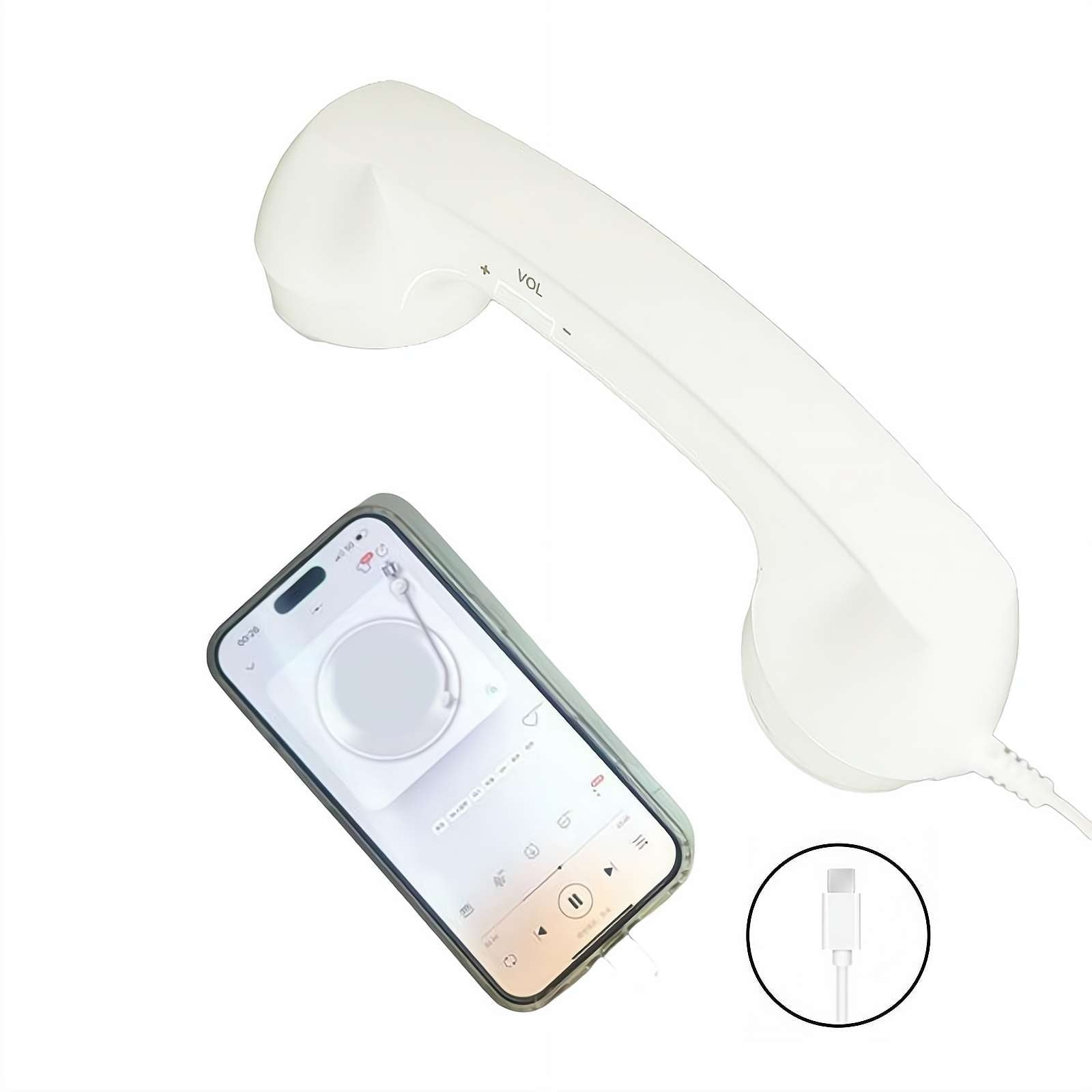 Phone Retro Handset, Phone Retro Phone Handset, 2026 New Bluetooth Retrophone, Vintage Telephone to Landline Adapter White