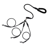 LGCASL 3 Dog Leash No Tangle, Heavy Duty Multiple Dog Lead Shock Absorbing Bungee, Triple Bungee Leash, Reflective Dog Leash Free Multi Pet Walking Rope with Detachable Black