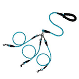 LGCASL 3 Dog Leash No Tangle, Heavy Duty Multiple Dog Lead Shock Absorbing Bungee, Triple Bungee Leash, Reflective Dog Leash Free Multi Pet Walking Rope with Detachable, Black Blue