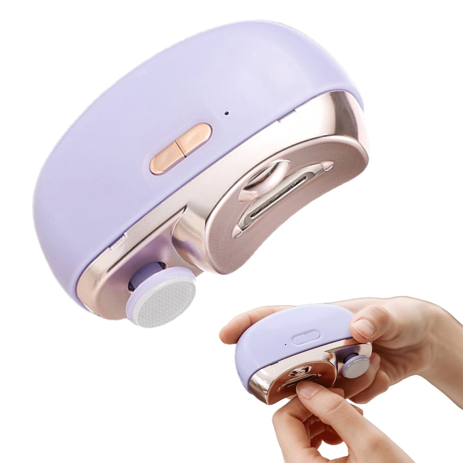 Electric Automatic Nail Clipper with Light Fingernail Cutter and Polisher 2in1 Nail Scraps Storage Rechargeable Safety Fingernail Trimmer for Baby Seniors Adult Gift Purple
