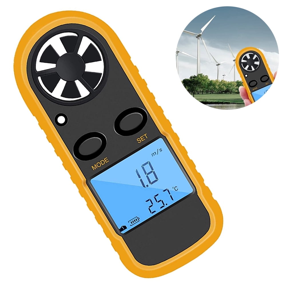 GM816 Digital Anemometer Wind-Speed Gauge Meter LCD Handheld Airflow Windmeter Thermometer