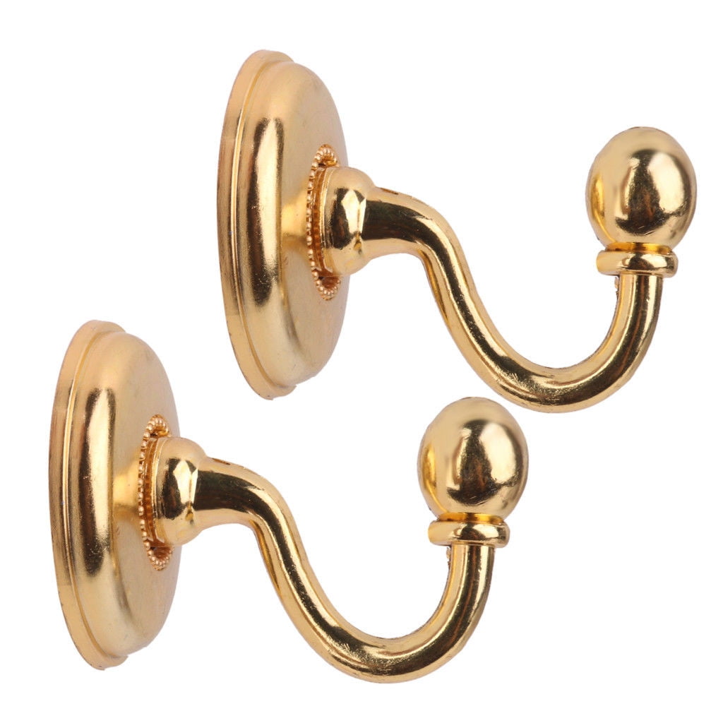 WQQZJJ Organization And Storage 2x Metal Curtain Holdback Wall Tie Back Hooks Hanger Holder Window Curtain Hooks On Clearance Gold