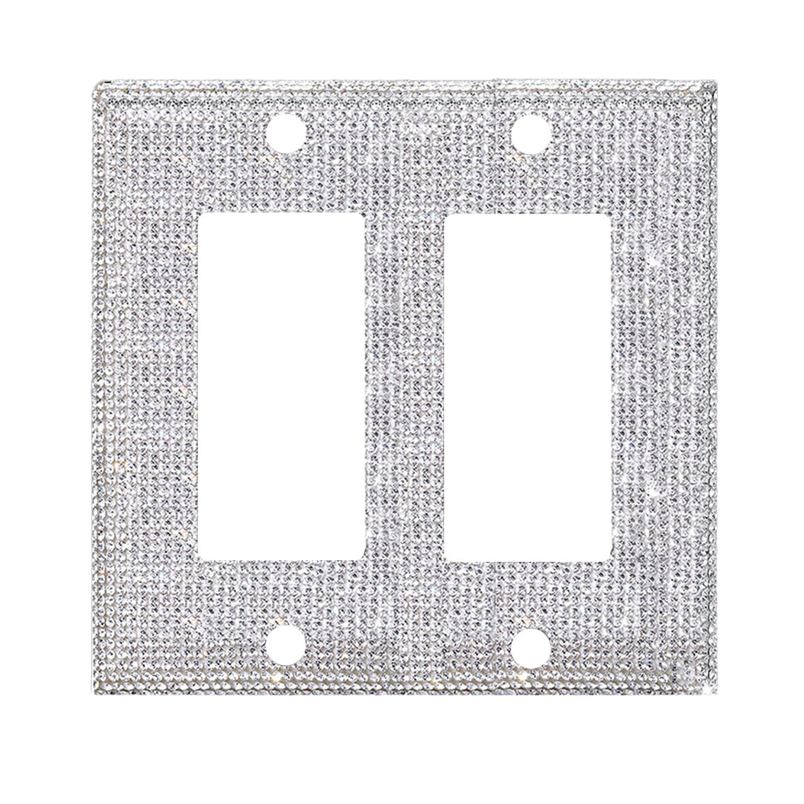 Clearance! JWDX Crystal Adornment, Crystal Decoration Promotion, 1Set Silver Shiny Rhinestones Wall Plate Light Cover Wall Plate Cover Light Cover Decorative Bling Light Cover for Home Ornaments A B
