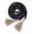 Clearance! JWDX Twine Beaded, Desktop Ornament Promotion, 58In Wood Bead Garland with Tassels Farmhouse Beads Rustic Nature Country Decor Prayer Boho Beads Wall Hanging Decoration Beige Black