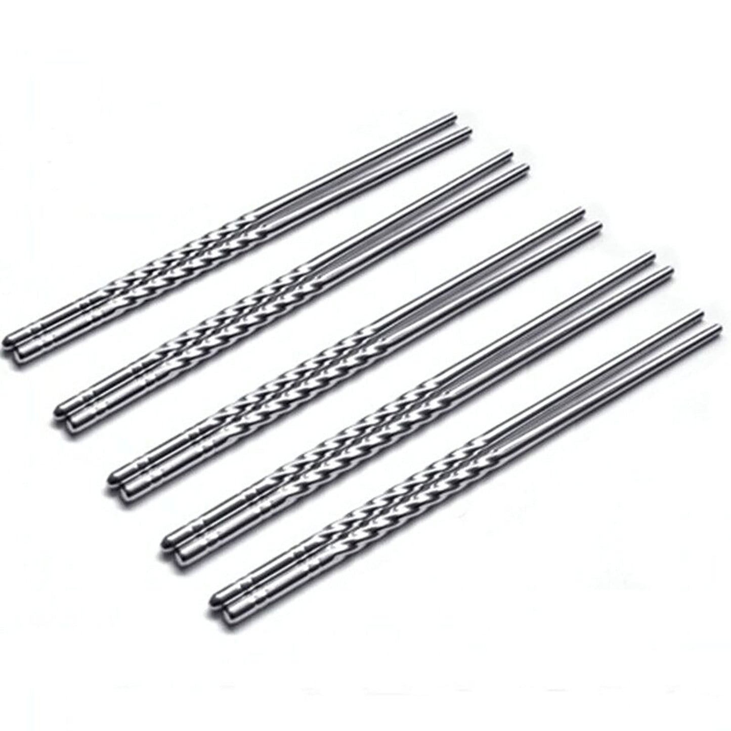 JWDX Tableware Clearance! Chopsticks 5 Pair Metal Reusable Korean Chinese Stainless Steel Sticks, Stainless Steel Bowl Promotion Include 5X Chopsticks (Pair) Grey
