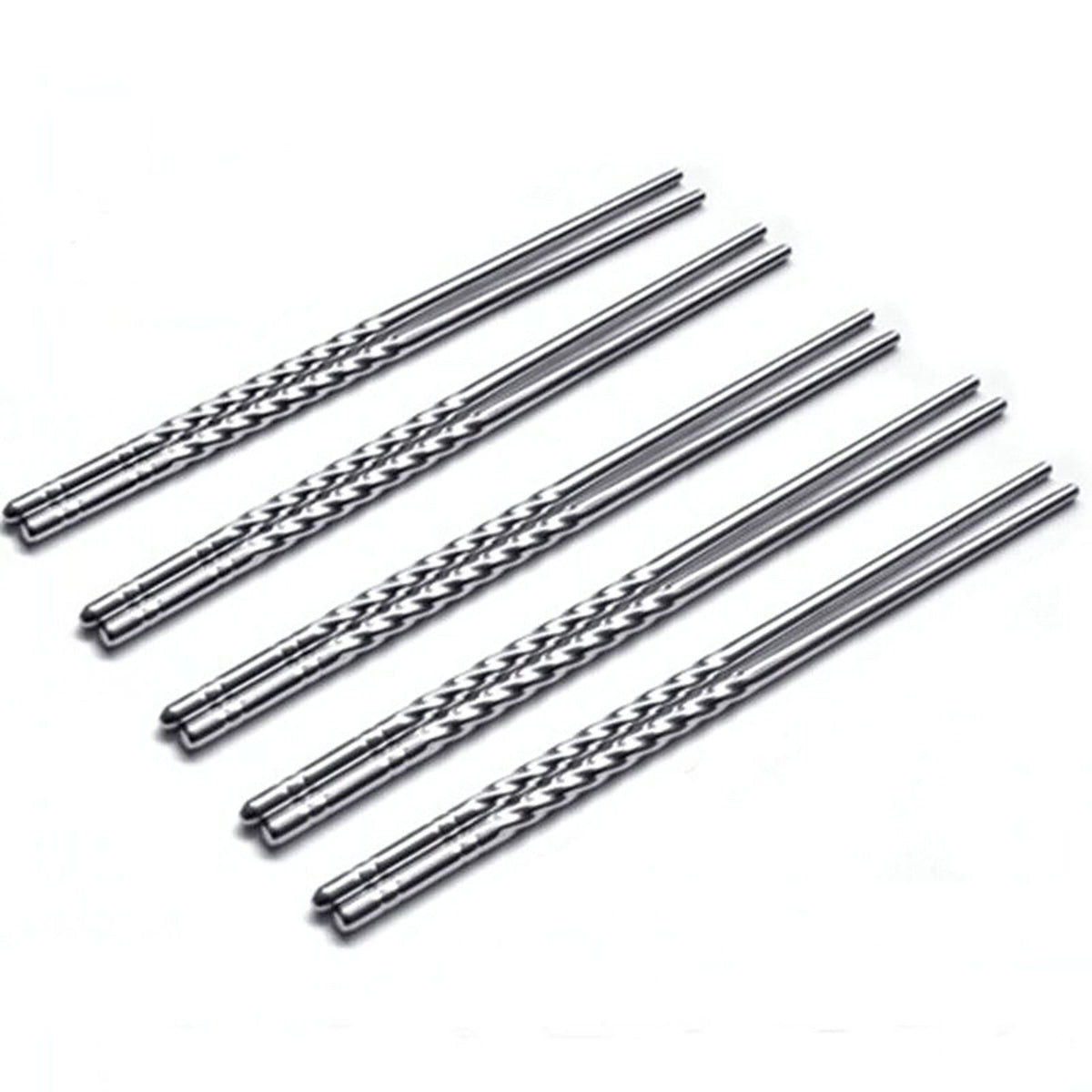 JWDX Tableware Clearance! Chopsticks 5 Pair Metal Reusable Korean Chinese Stainless Steel Sticks, Stainless Steel Bowl Promotion Include 5X Chopsticks (Pair) Grey