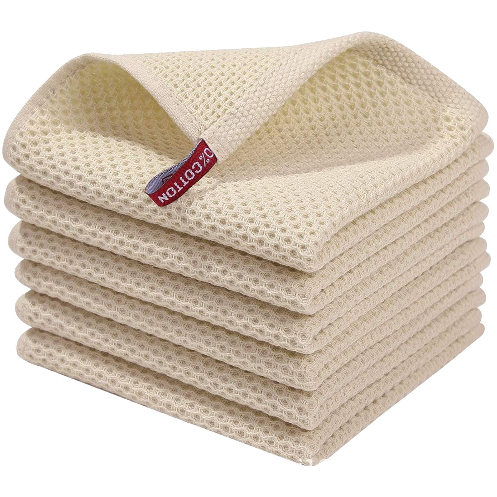 JWDX Wipes Clearance! Cotton Brown Kitchen Dish Cloths Weave Ultra Soft Absorbent Dish Towels Quick Drying Dish Rags 12X12Inches 5Pc, Household Cleaning Cloth Promotion Include 5X Rag Towel Beige